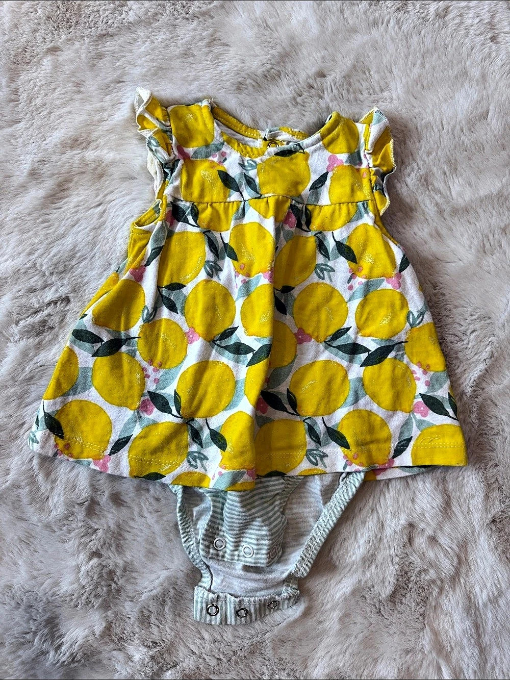 Carter's Yellow Lemon Print Baby Bodysuit Dress